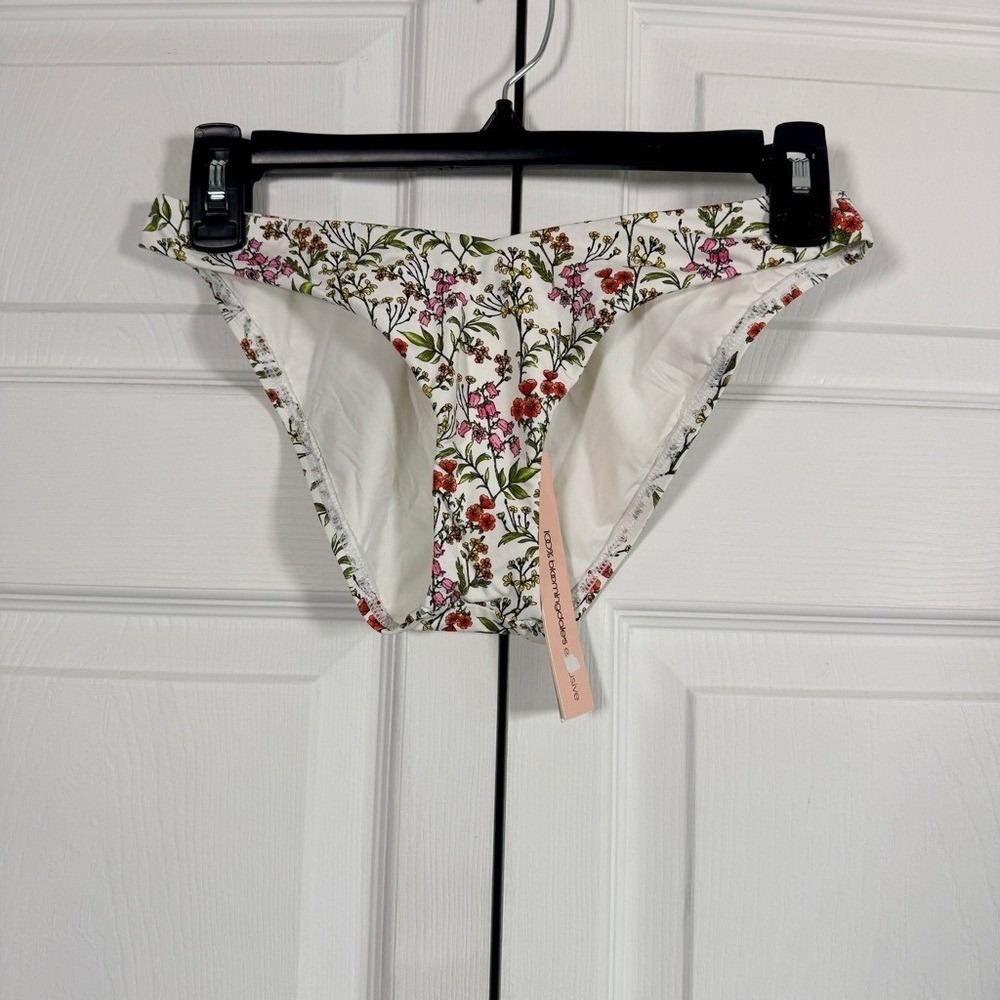 Aqua Swim High Leg Bikini Bottoms Floral White XL